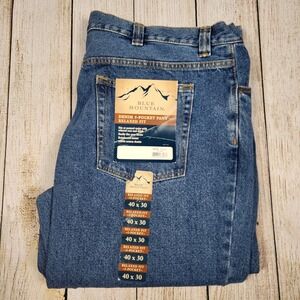 Blue Mountain‎ Jeans Men's Size 40x30 Blue 5-Pocket Relaxed Fit NWT Denim